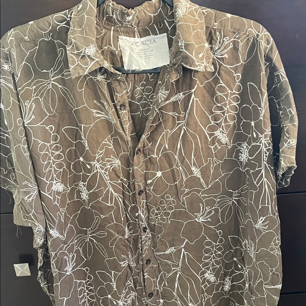 Acacia Swimwear MOMBASA Brown with White Floral Pattern